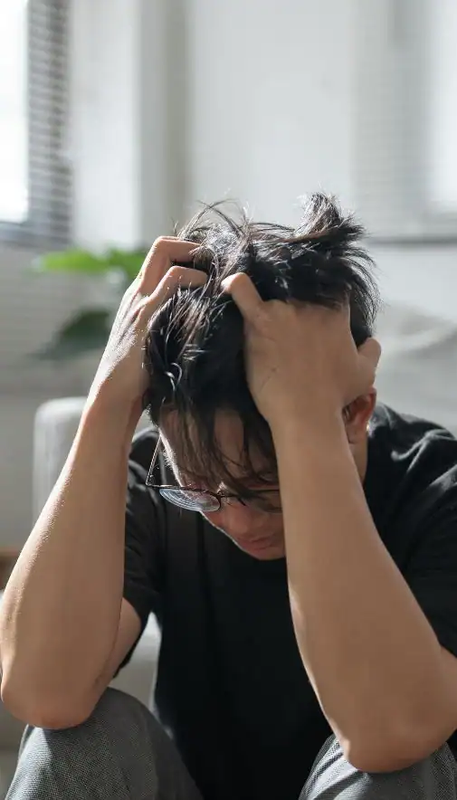 Image of upset man because of erectile dysfunction symptoms Milton Keynes